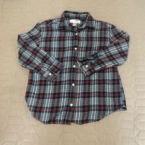 Old navy girls button down plaid shirt dark blue